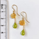 Sphene and citrine flower earrings