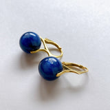 Vermeil 12mm kyanite lever back earrings in yellow gold 