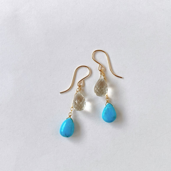 Sleeping Beauty Turquoise and Ceylon Moonstone Earrings