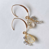 golden rutilated quartz and spinel earrings 