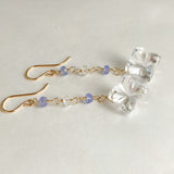 Flower crystal, tanzanite, and moonstone earrings