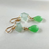 Gem chrysoprase and aquamarine earrings