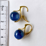 Vermeil 12mm kyanite lever back earrings in yellow gold 