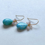 larimar and kunzite bouquet earrings