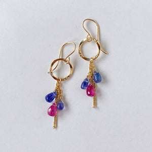 ruby and tanzanite ring earrings