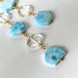 4 long long earrings with larimar and crystal