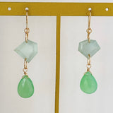 Gem chrysoprase and aquamarine earrings