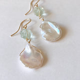 Freshwater poppy pearl and green fluorite earrings