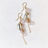 Morganite and green amethyst cherry blossom earrings