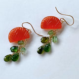 Orange cut carnelian and tourmaline earrings