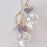 Flower crystal and tanzanite bouquet earrings