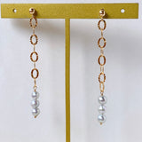 Silver gray color baby pearl chain earrings 