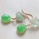 Gem chrysoprase and aquamarine earrings