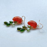 Orange cut carnelian and tourmaline earrings