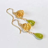 Sphene and citrine flower earrings