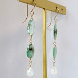 Russian emerald and opal drop earrings (white)