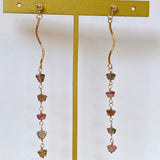 Bicolor tourmaline long earrings