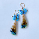 Opalized Wood and Sleeping Beauty Turquoise Bouquet Earrings 