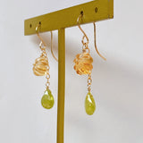 Sphene and citrine flower earrings