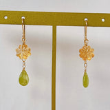 Sphene and citrine flower earrings