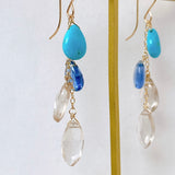 Sleeping Beauty Turquoise, Kyanite and Topaz Earrings