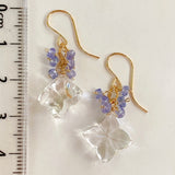 Flower crystal and tanzanite bouquet earrings