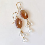 Andesine and rainbow moonstone earrings