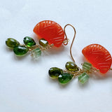 Orange cut carnelian and tourmaline earrings