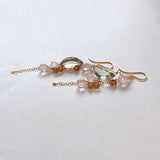 Morganite and green amethyst cherry blossom earrings