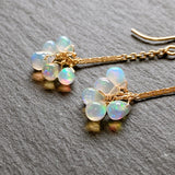 opal pompon earrings