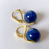 Vermeil 12mm kyanite lever back earrings in yellow gold 