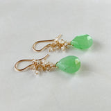 Gemstone chrysoprase and herkimer quartz bouquet earrings