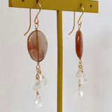 Andesine and rainbow moonstone earrings