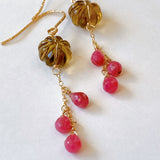 Honey quartz and pink grossular garnet earrings